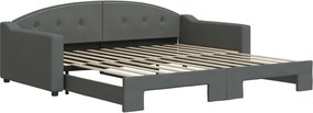 vidaXL Pat de zi cu extensie, gri închis, 100x200 cm, textil