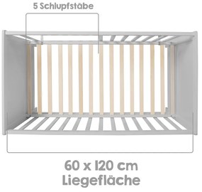 Pătuț gri deschis 60x120 cm – Roba