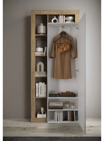 Dulap pentru haine LENOR 91x209 cm, alb/maro