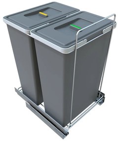 Coș de gunoi din plastic pentru deșeuri sortate/încorporat 35 + 35 l Ecofil - Elletipi