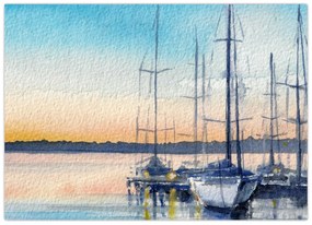 Tablou - Plimbare cu barca, aquarel (70x50 cm)