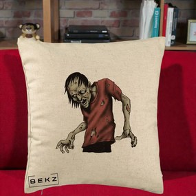 Perna Decorativa Halloween Zombie Infricosator, 40x40 cm, Bej, Husa Detasabila, Perna Inclusa, BEKZ®