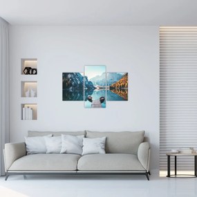 Tablou - Bărci pe Lacul Braies (90x60 cm)