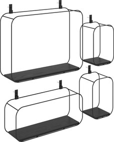 HOMCOM Rafturi Flotante Geometrice pentru Living, Set de 4 Piese, Negru | Aosom Romania