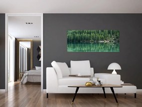 Tablou - Coniferi lângă lac (120x50 cm)