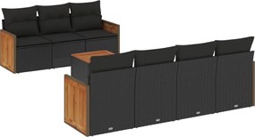 vidaXL Set mobilier de grădină cu perne, 8 piese, negru, poliratan