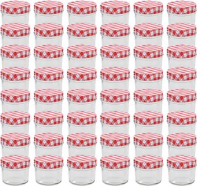 vidaXL Borcane de sticlă pentru gem capace alb și roșu, 48 buc, 110 ml