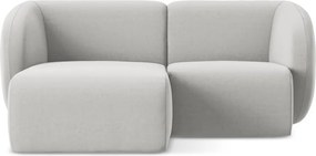 Colțar gri deschis cu tapițerie din catifea (cu colț pe partea stângă/cu șezlong) Lani – Makamii