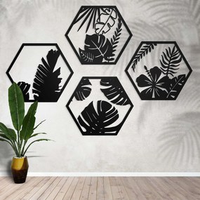 DUBLEZ | Tablouri florale pentru perete - Hexagoane (4 buc)