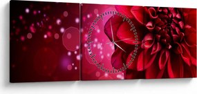 Tablou cu floare roșie (cu ceas) (90x30 cm)