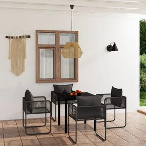 vidaXL Set de servit masa pentru grădină, 5 piese, negru