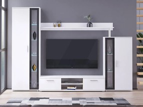 Zondo Mobilier living Orenia (Alb + Alb + sticlă neagră) (iluminat LED Alb). 1054268