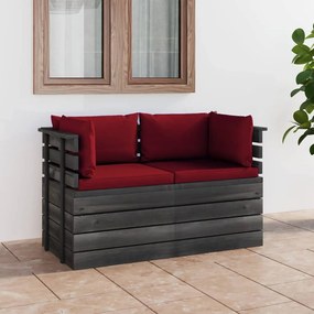 Canapea gradina din paleti, 2 locuri, cu perne, lemn masiv pin Bordo, Canapea cu 2 locuri, 1