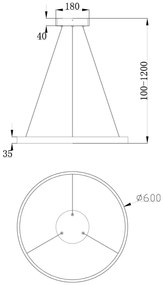 Lustra suspendata LED design tehnic, diametru:60cm, Rim alama MYMOD058PL-L32BS4K