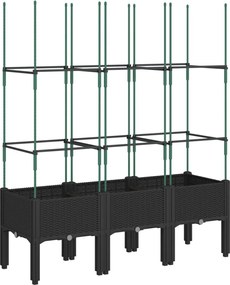 vidaXL Jardinieră de grădină cu spalier, negru, 120x40x142,5 cm, PP
