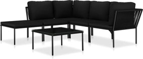 vidaXL Set mobilier de grădină cu perne, 6 piese, negru, PVC