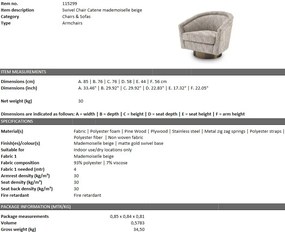 Fotoliu rotativ design lux Catene, bej 115299 HZ