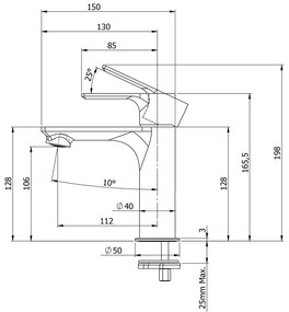 Baterie negru-mat pentru chiuvetă înaltă Pax – Sapho