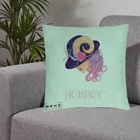 Perna Personalizata Zodie Berbec, 40x40 cm, Verde Menta, Husa Detasabila, Perna Inclusa, BEKZ®