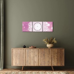 Tablou - Mandala pe fundal roz (cu ceas) (90x30 cm)