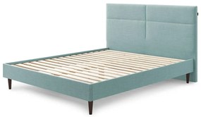 Pat matrimonial 180x200 cm turcoaz tapițat cu somieră Elyna – Bobochic Paris