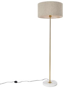 Lampa de podea moderna alama cu abajur boucle taupe 50cm - Kaso