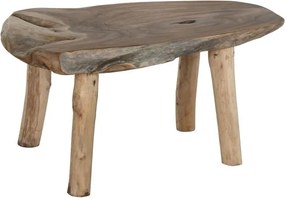 Măsuță de cafea din lemn de tec, natur, cu blat din trunchi și picioare din ramuri, finisaj natural, 50 x 110 x 70 cm, „Brezia” – Ethnic Collections