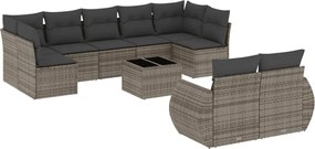 vidaXL Set mobilier de grădină cu perne, 10 piese, gri, poliratan