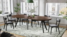 Mazzoni VITO Stejar Maro/picioare negre - MASĂ MARE ROTUNDĂ Ø110 EXTENSIBILĂ PÂNĂ LA 310 cm CU PICIOARE Y LOFT/INDUSTRIALĂ
