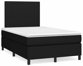 vidaXL Pat cu arcuri, saltea și LED, negru, 120x190 cm, textil