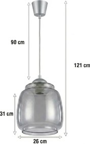 Brilagi - Lustru LED pe cablu R GLASS 1xE27/60W/230V Ø 26 cm argintiu/gri fumuriu