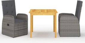 vidaXL Set mobilier de grădină, 3 piese, gri