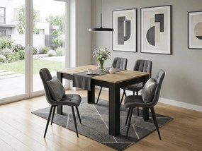 Scaun de masa SPLIT VELVET cu picioare negre, gri inchis