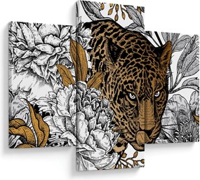 Tablou - Leopard între flori (90x60 cm)