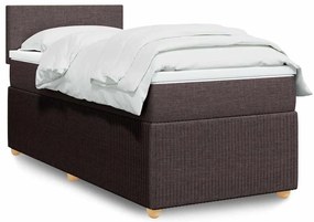 vidaXL Pat box spring cu saltea, maro închis, 100x200 cm, textil