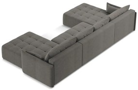 Colțar gri închis extensibil/cu spațiu de depozitare (în formă de "U") Moku – Makamii