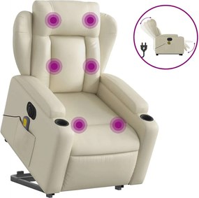 vidaXL Fotoliu electric masaj rabatabil cu ridicare, crem