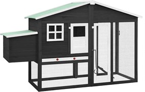 vidaXL Coteț de păsări cu un cuibar, gri și alb, lemn masiv de brad