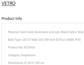 Lustra LED suspendata design modern VETRO auriu, D-50cm
