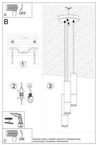 Lustră pe cablu LOOPEZ 3xGU10/40W/230V rotundă neagră/aurie Sollux SL.0955