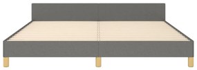 Cadru de pat cu tablie, gri inchis, 160x200 cm, textil Morke gra, 160 x 200 cm, Benzi orizontale