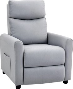 HOMCOM Fotoliu Reclinabil 135° max în Material cu Efect de In, Spumă, Oțel și Lemn, 73x86x100 cm, Gri Deschis | Aosom Romania