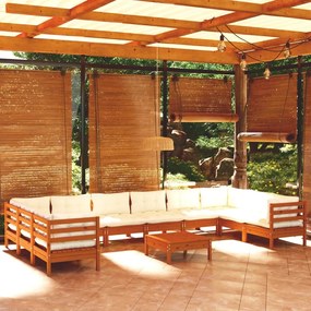 3097340 vidaXL Set mobilier relaxare grădină perne 11piese lemn pin maro miere
