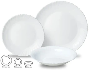 Set farfurii 18 piese, opal, alb Kinghoff KH1875