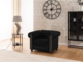 Fotoliu negru chesterfield cu tapițerie din catifea York Blik – Ropez