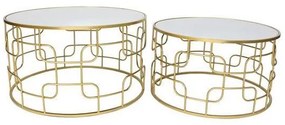 Set 2 masute de cafea cu oglinda Geometric Gold