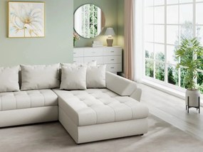 Colțar extensibil dumonde cu ladă de depozitare si sezut confortabil din spuma high-density, Loana U Enjoy Bej 355x185 cm