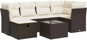 vidaXL Set canapele de grădină cu perne, 7 piese, maro, poliratan