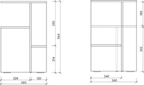 Noptieră neagră cu rafturi Atik – noo.ma