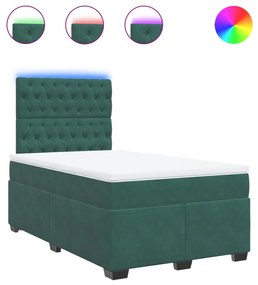 3293191 vidaXL Pat box spring cu saltea, verde închis, 120x200 cm, catifea